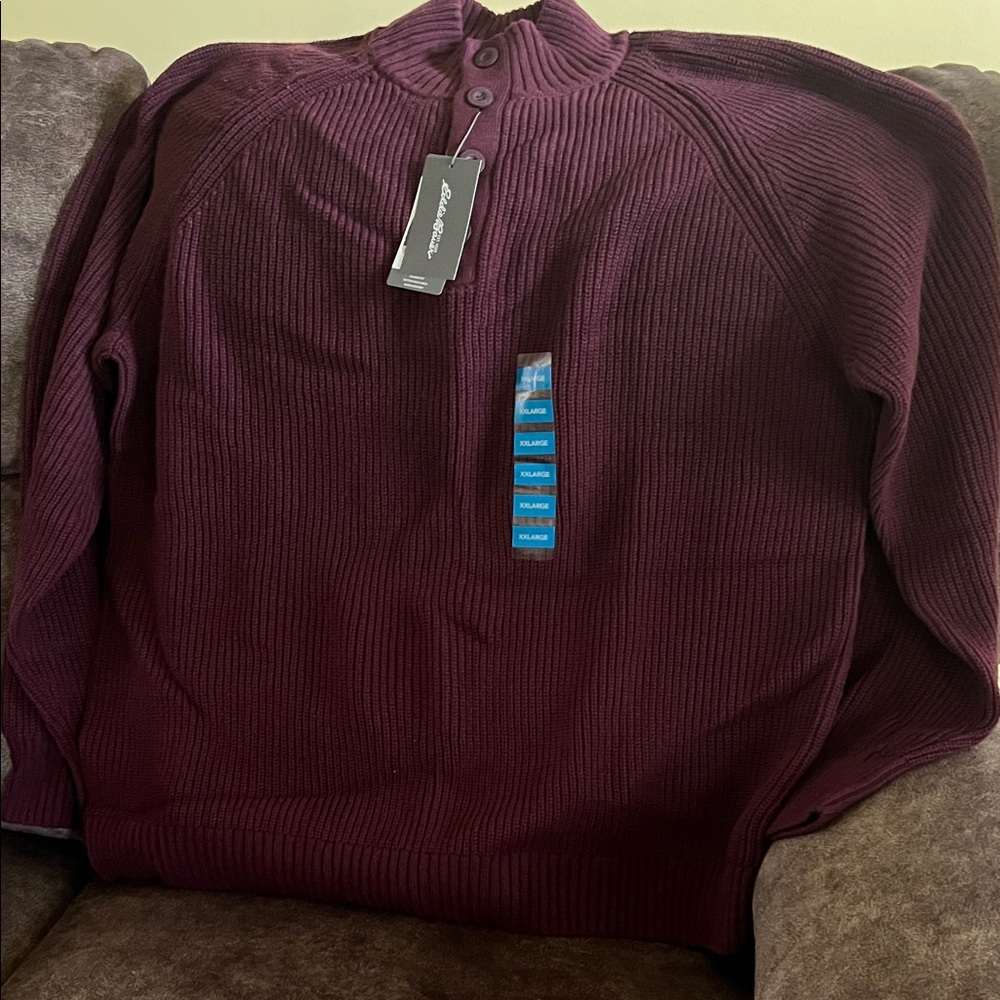Eddie Bauer Men's Burgundy Turtleneck Sweater